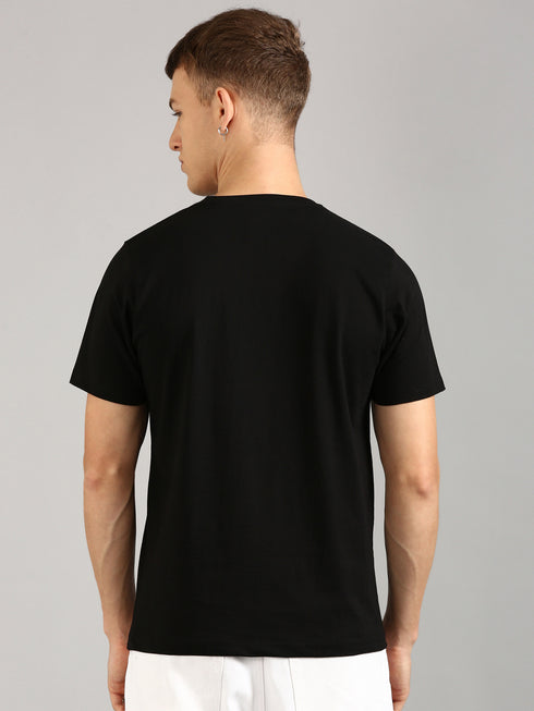 Black Printed Regular Fit T-shirt